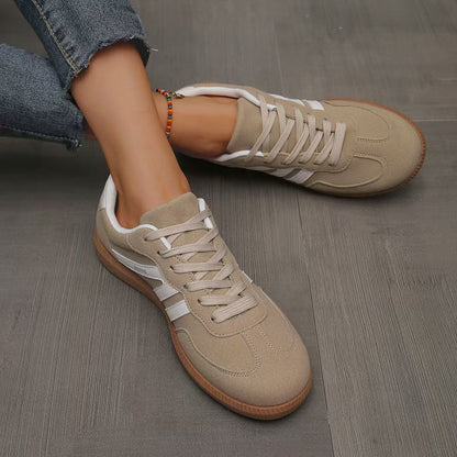 Women's suede wide-fit lace-up trainers