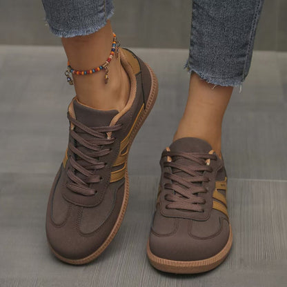 Women's suede wide-fit lace-up trainers