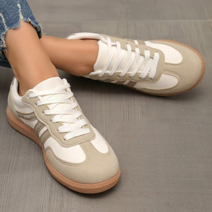 Women's suede wide-fit lace-up trainers
