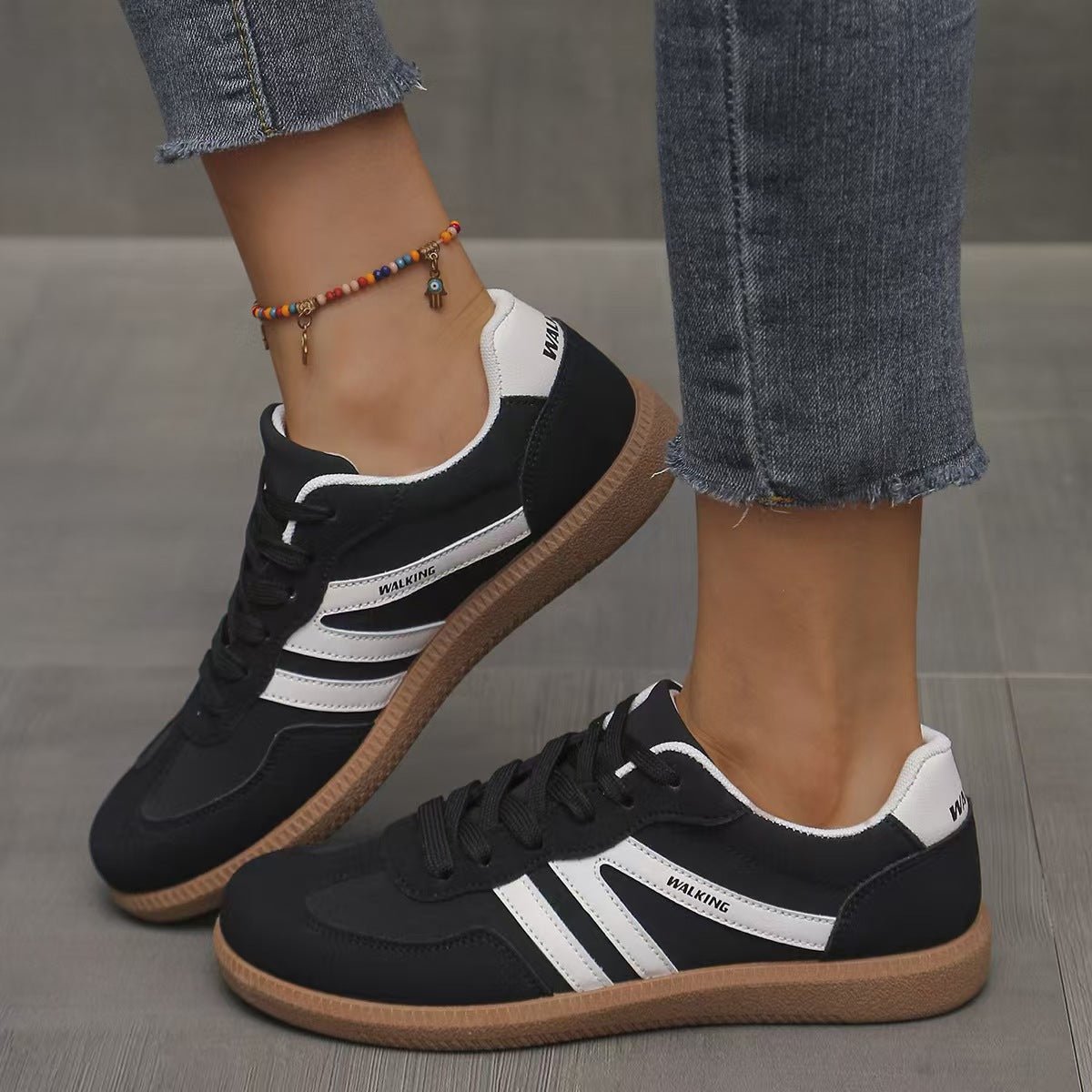 Women's suede wide-fit lace-up trainers