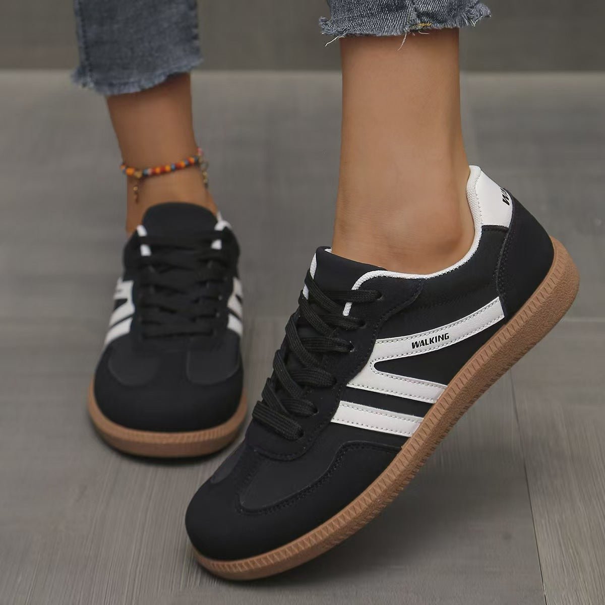Women's suede wide-fit lace-up trainers
