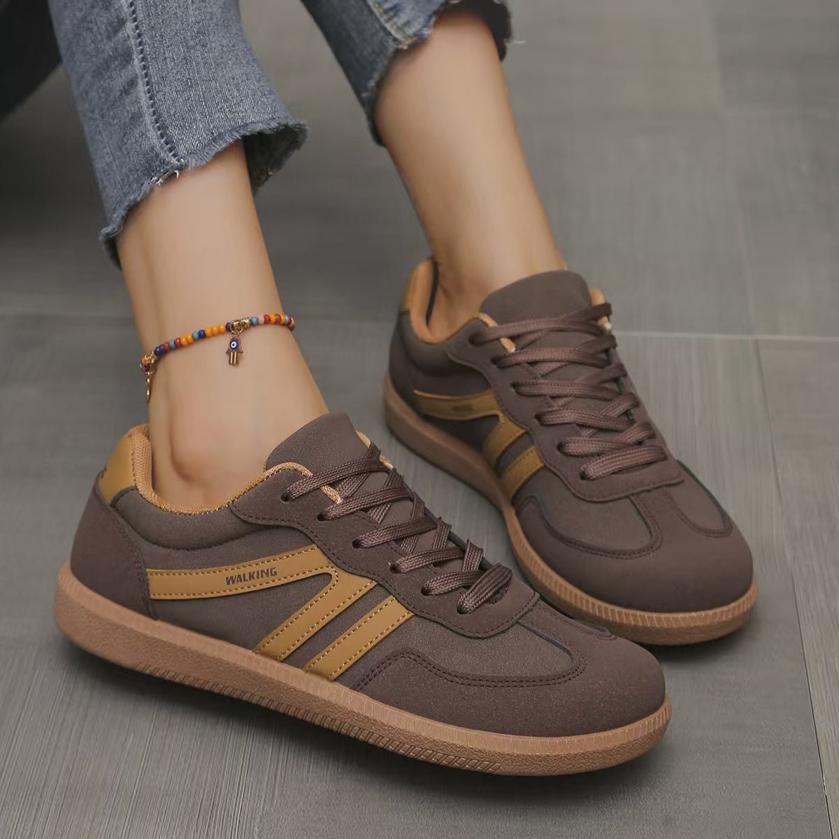 Women's suede wide-fit lace-up trainers