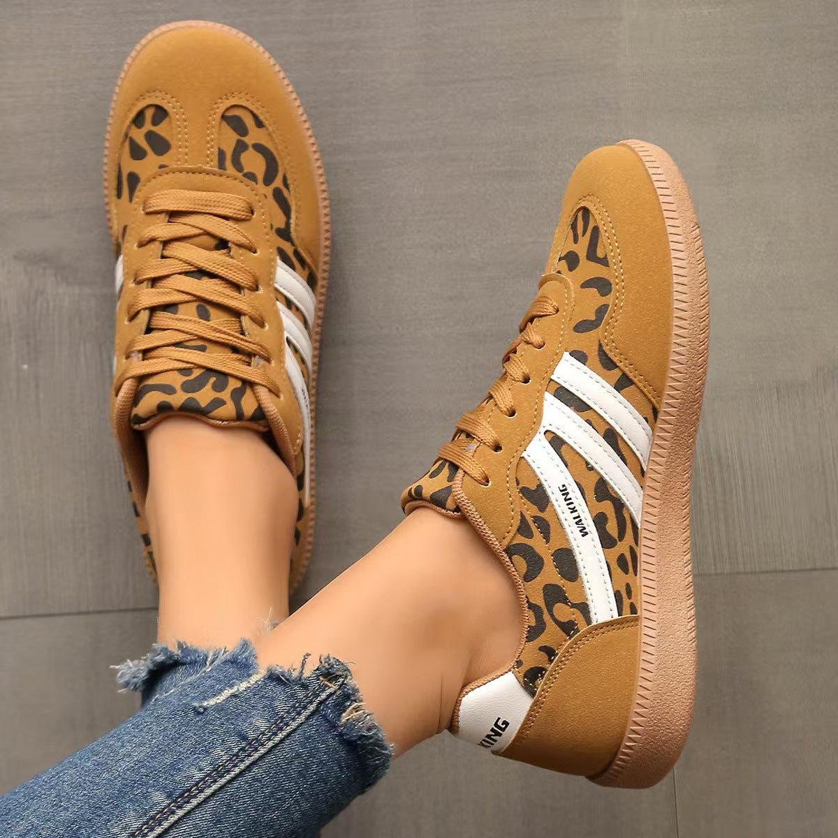 Women's suede wide-fit lace-up trainers