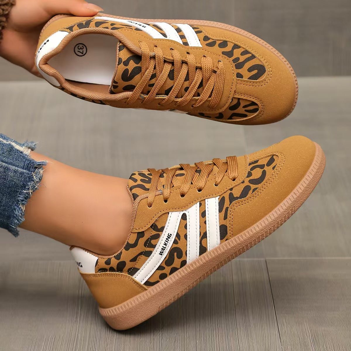 Women's suede wide-fit lace-up trainers