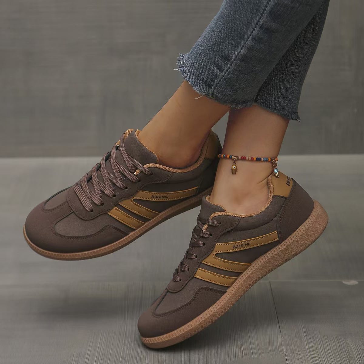 Women's suede wide-fit lace-up trainers