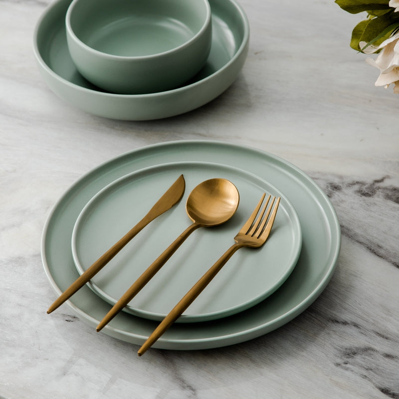 Modern matte stainless steel cutlery set