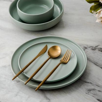 Modern matte stainless steel cutlery set
