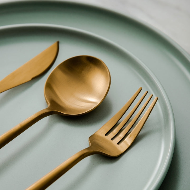 Modern matte stainless steel cutlery set