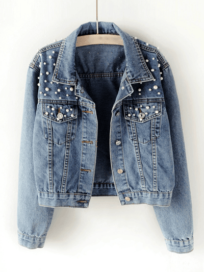 Women's Denim Jacket – Embellished Oversized Jacket