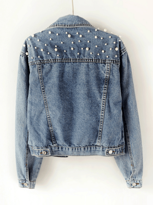 Women's Denim Jacket – Embellished Oversized Jacket