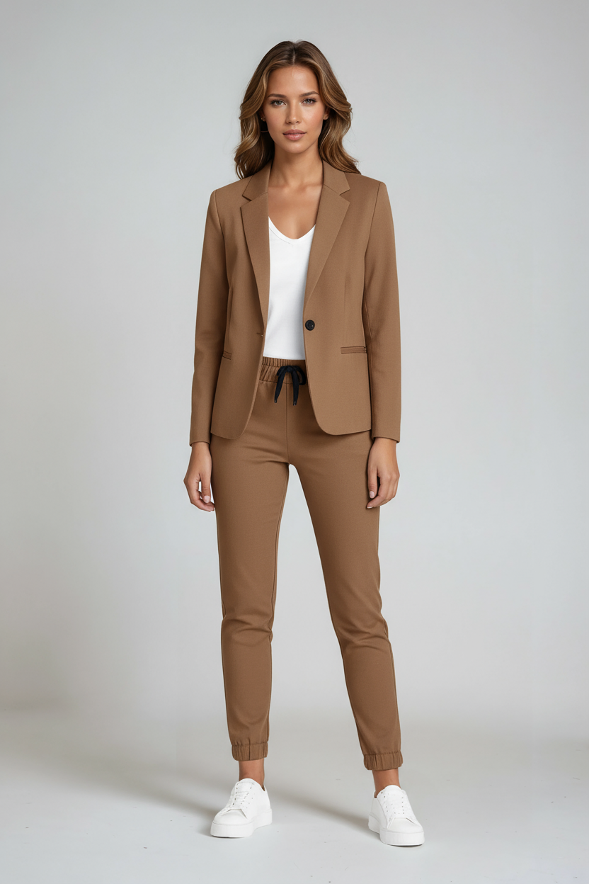 Women's tailored blazer and drawstring trousers suit set