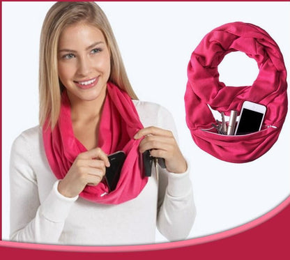 Infinity Scarf with Hidden Pocket – Travel Scarf with Zip Pocket