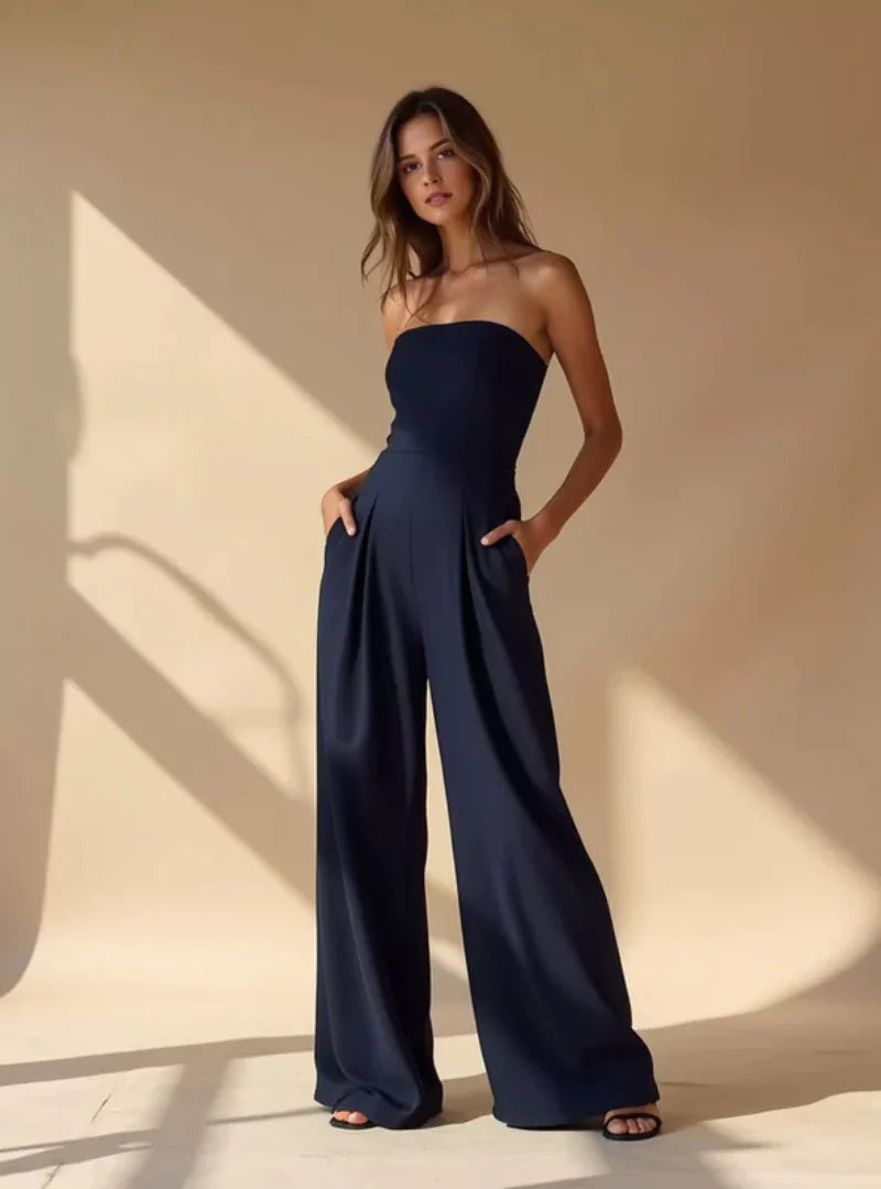 Women's strapless wide-leg jumpsuit - front