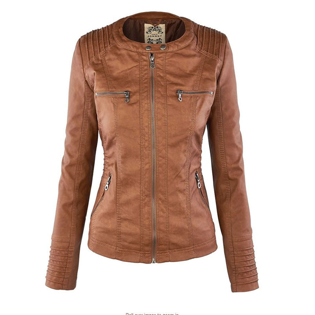 Women's khaki hooded jacket detail