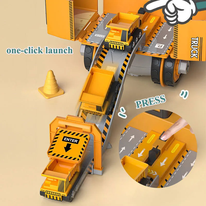 Take-apart construction vehicle toy with drill