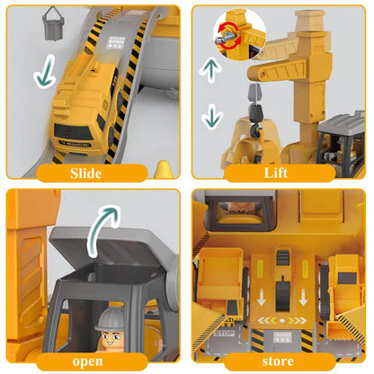Take-apart construction vehicle toy with drill