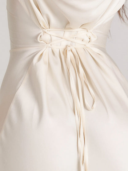 Long-Sleeve Maxi Dress – Flowing Satin Occasion Dress