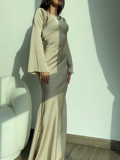 Women's flowing maxi dress back