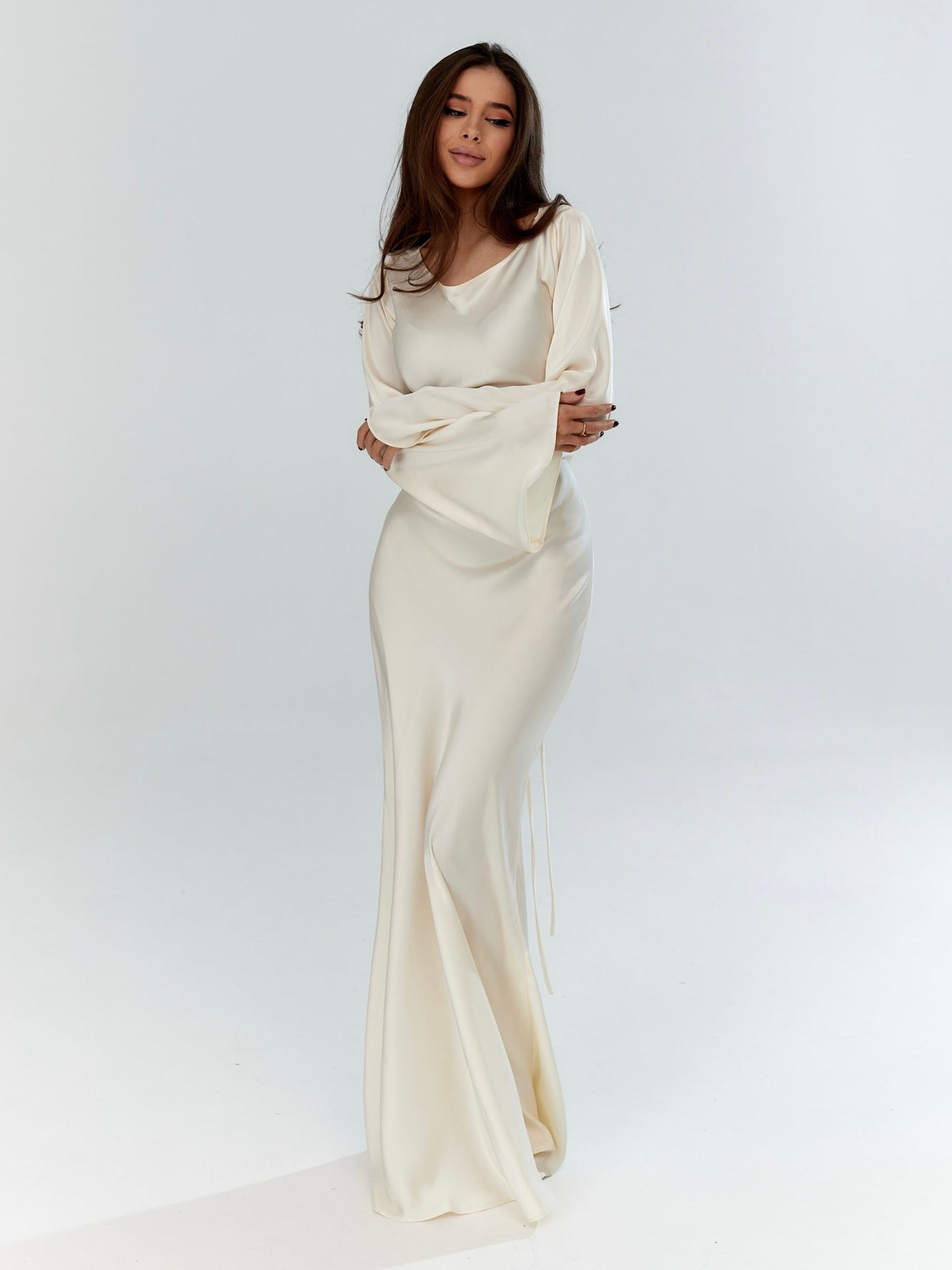 Women's satin maxi dress colour option