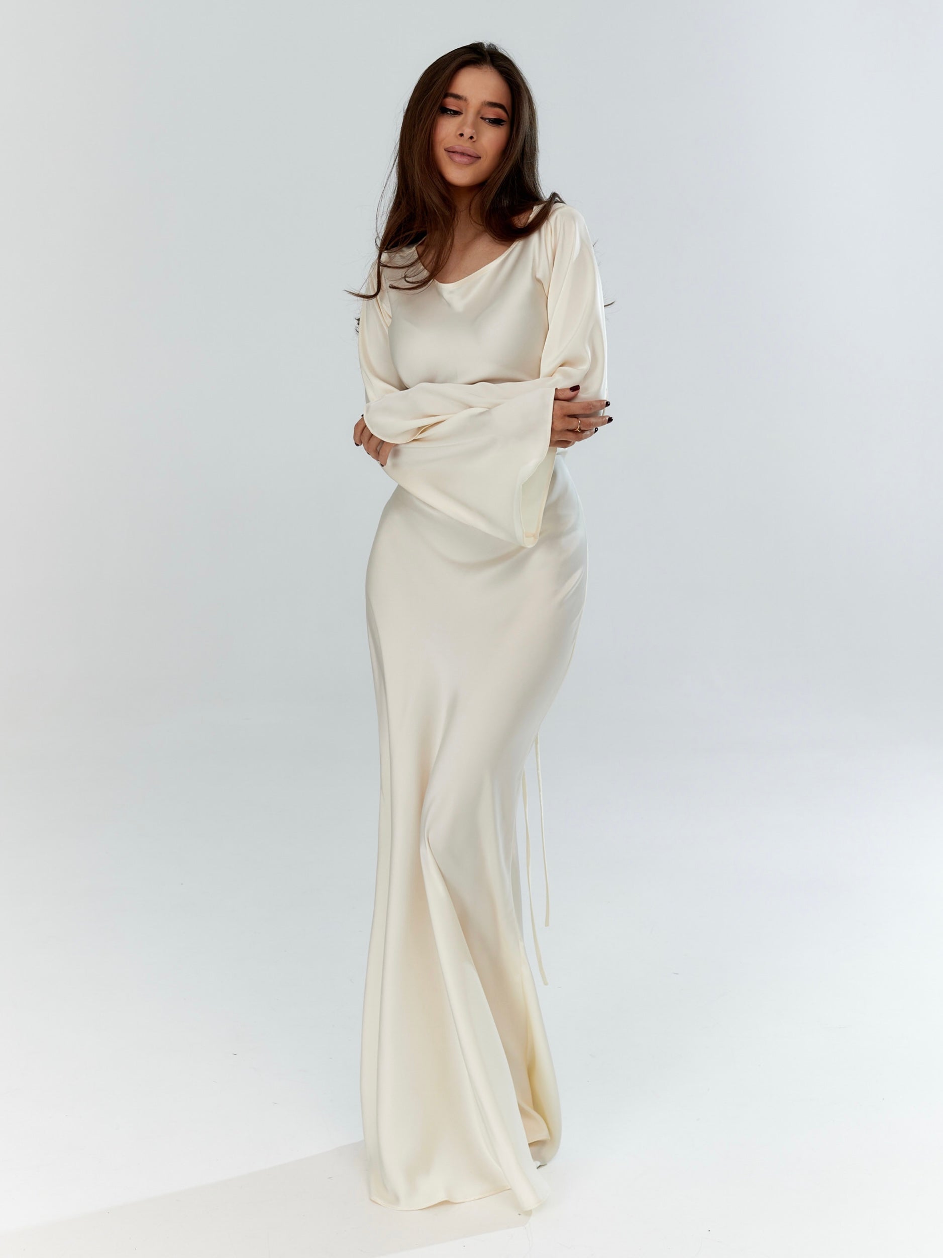 Women's satin maxi dress colour option