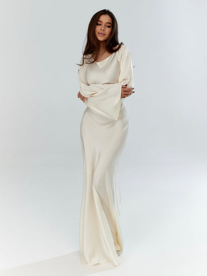 Women's satin maxi dress colour option