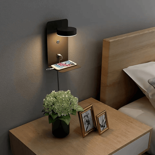 LED wall lamp with USB charging and rotating head