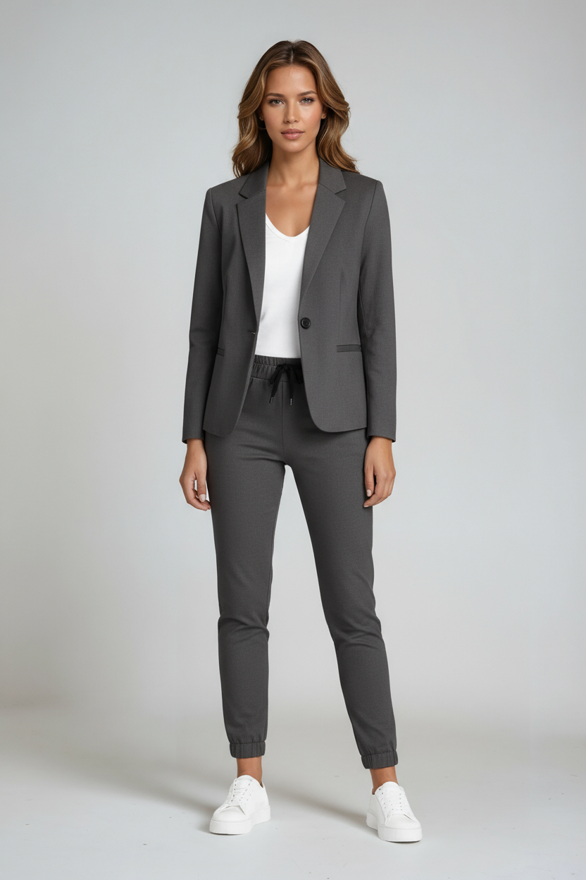 Women's tailored blazer and drawstring trousers suit set