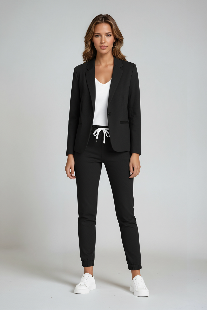 Women's tailored blazer and drawstring trousers suit set