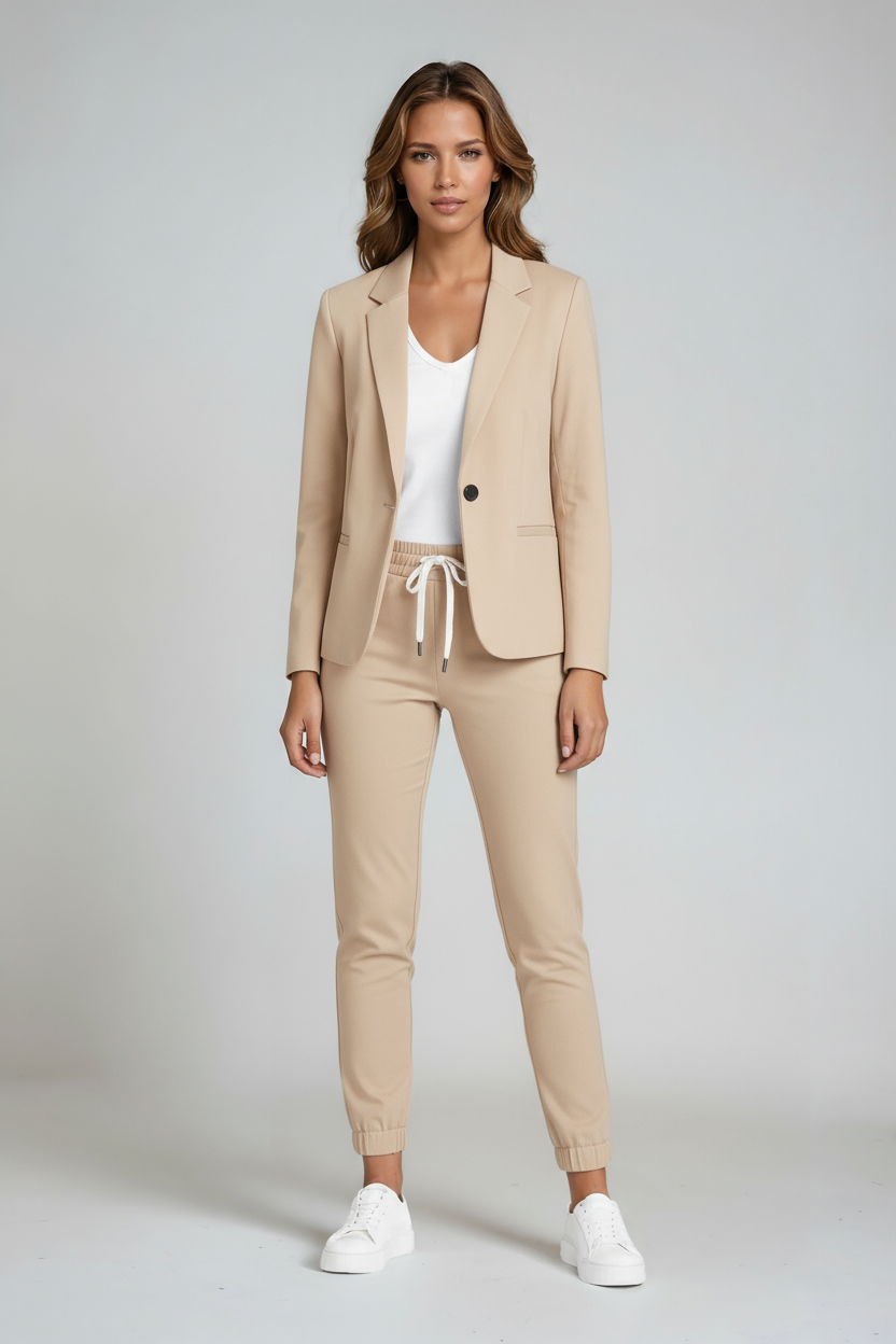 Women's tailored blazer and drawstring trousers suit set