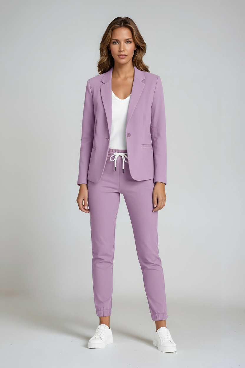 Women's tailored blazer and drawstring trousers suit set