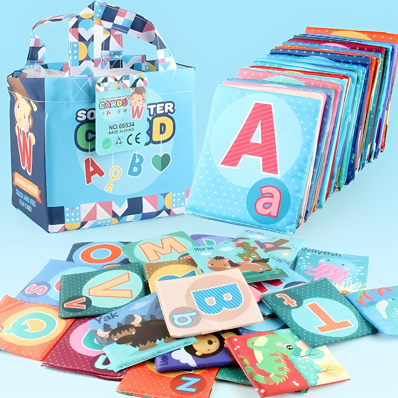 Soft fabric alphabet learning cards for toddlers