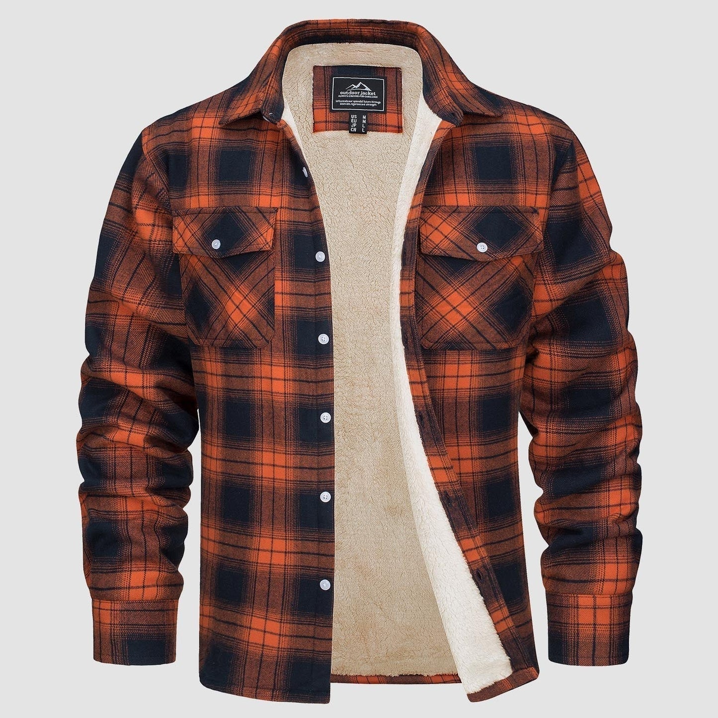 Men's plaid Sherpa-lined shacket - front