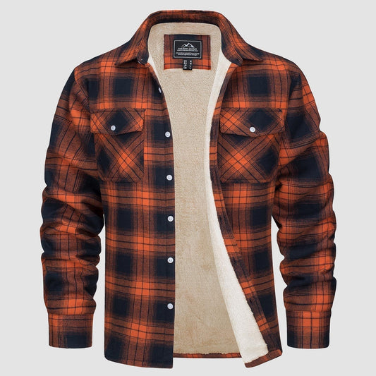 Men's plaid Sherpa-lined shacket - front