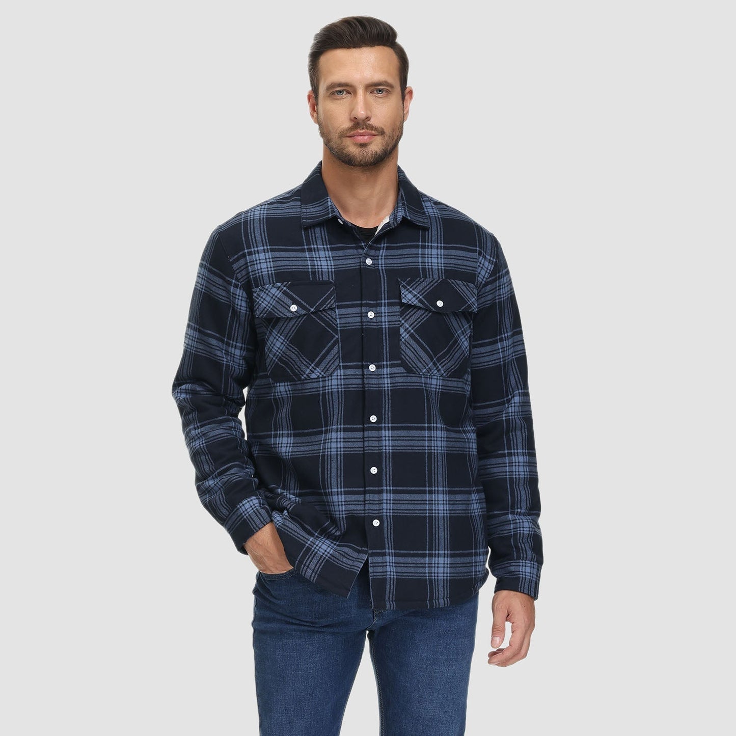 Plaid Shacket – Sherpa-Lined Casual Shirt Jacket