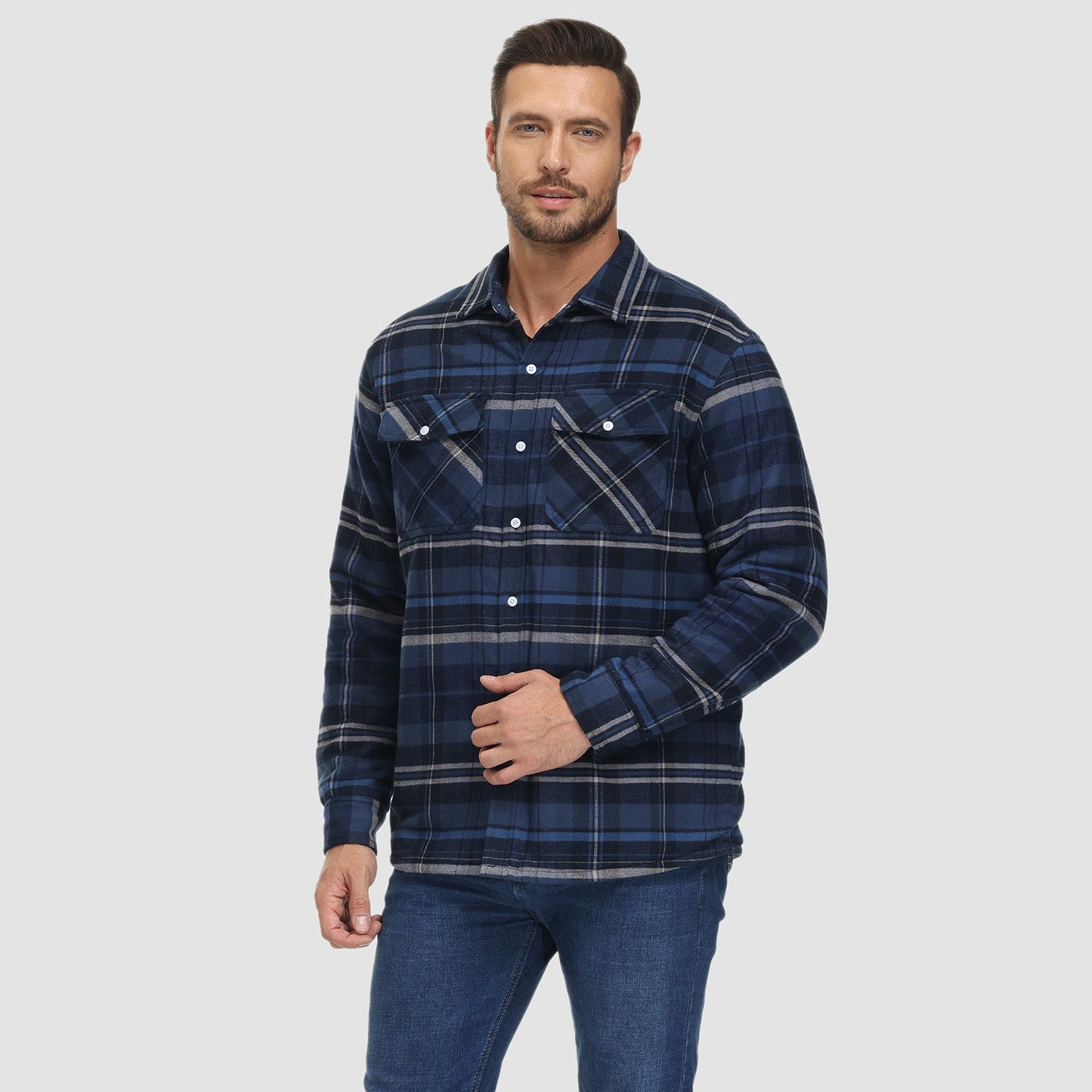 Plaid Shacket – Sherpa-Lined Casual Shirt Jacket