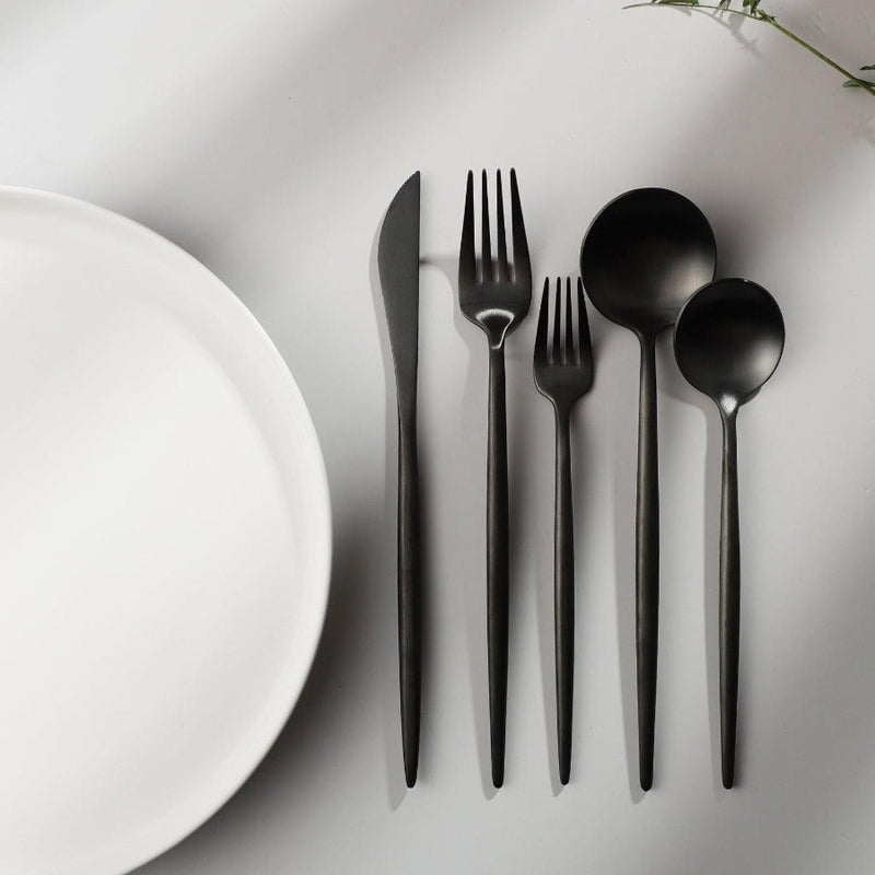 Stainless Steel Cutlery Set – Modern Matte Flatware Set for 4–16 People