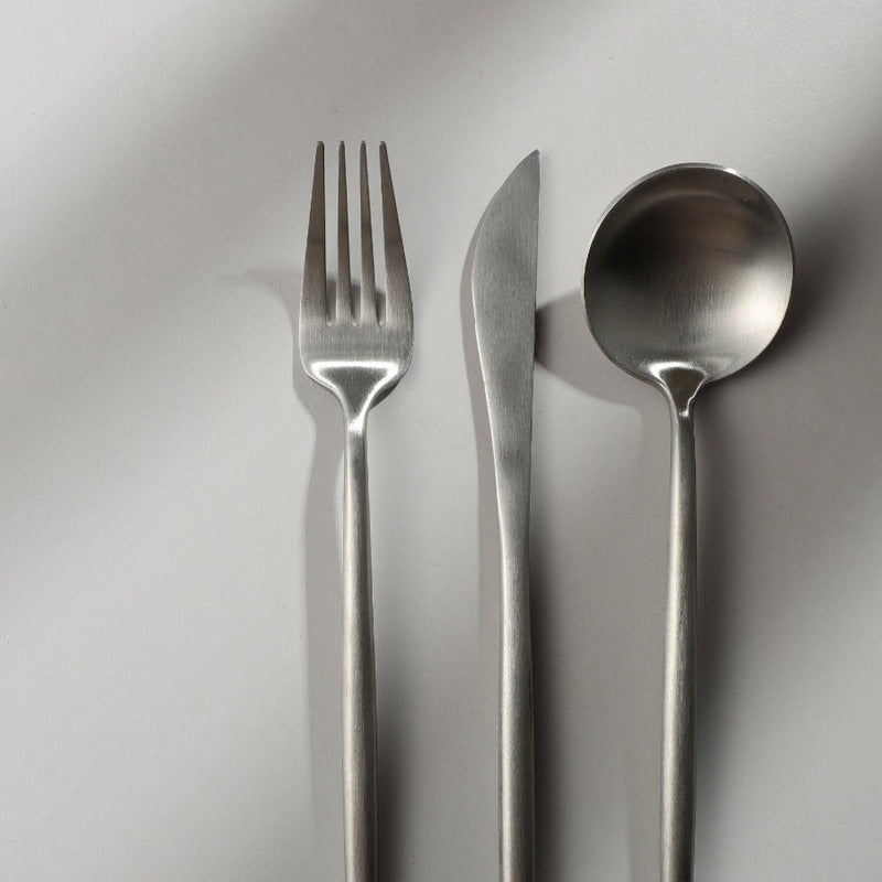 Stainless Steel Cutlery Set – Modern Matte Flatware Set for 4–16 People