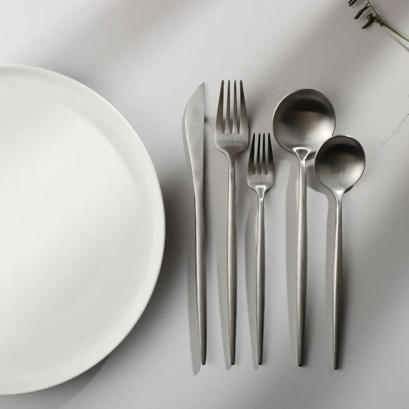 Stainless Steel Cutlery Set – Modern Matte Flatware Set for 4–16 People