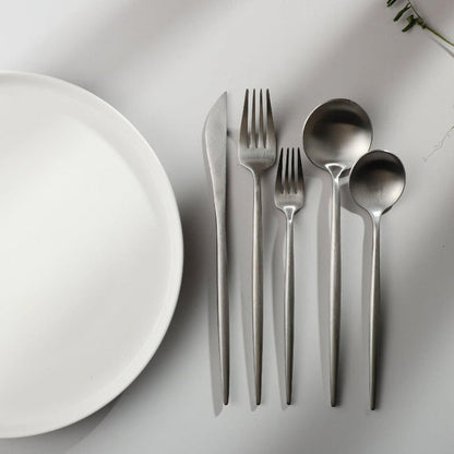 Stainless Steel Cutlery Set – Modern Matte Flatware Set for 4–16 People