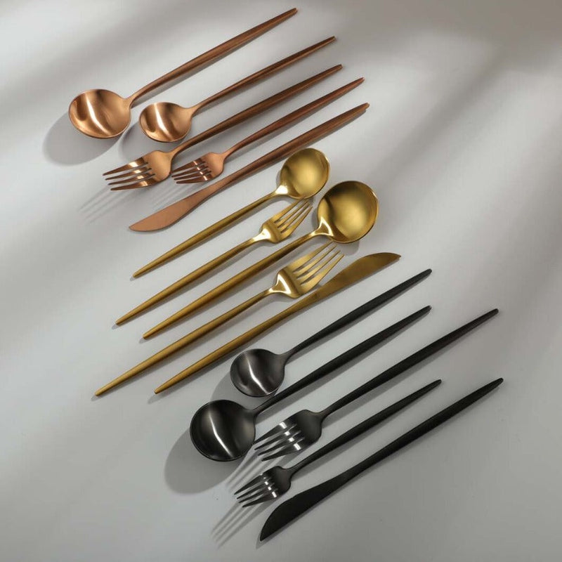 Stainless Steel Cutlery Set – Modern Matte Flatware Set for 4–16 People
