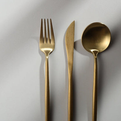 Stainless Steel Cutlery Set – Modern Matte Flatware Set for 4–16 People