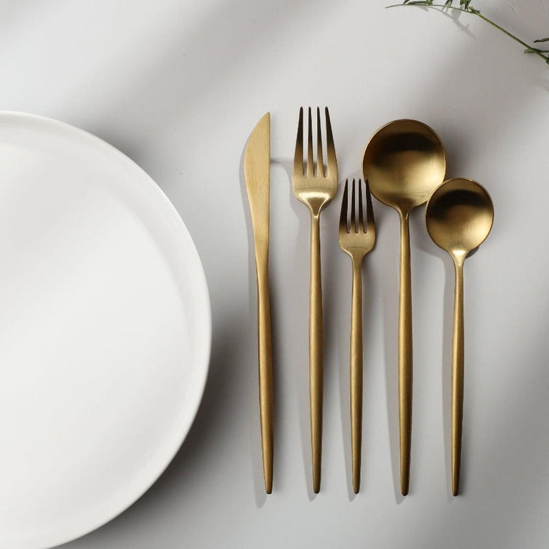 Stainless Steel Cutlery Set – Modern Matte Flatware Set for 4–16 People