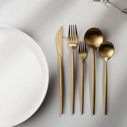 Stainless Steel Cutlery Set – Modern Matte Flatware Set for 4–16 People