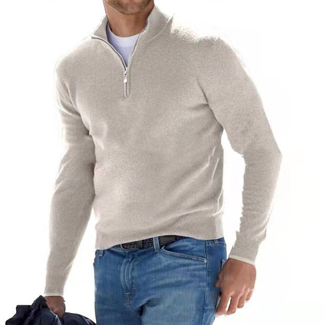 Men's half-zip knit jumper - front