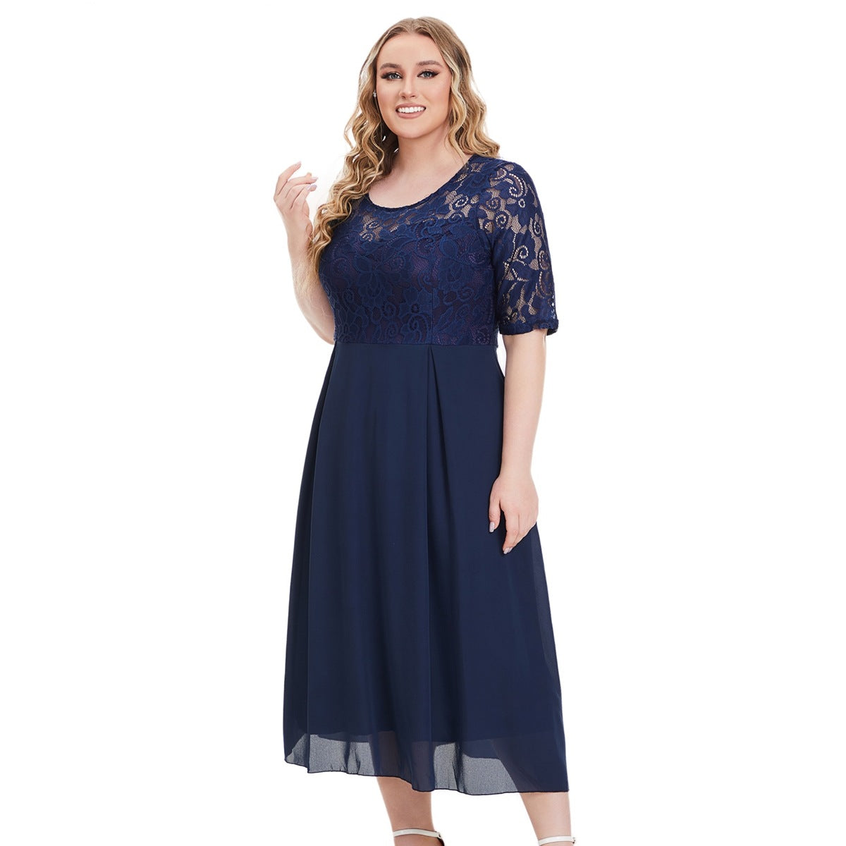 Women's long-sleeve chiffon maxi dress