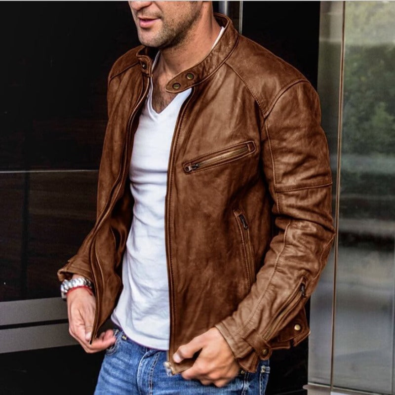 Men's Faux Leather Jacket – Versatile Biker Jacket