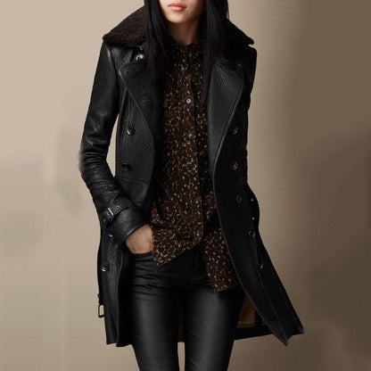 Women's black smart fold-over collar jacket