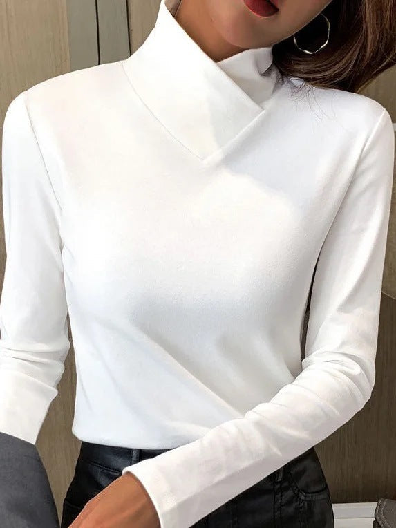 Women's slim-fit roll neck long sleeve top
