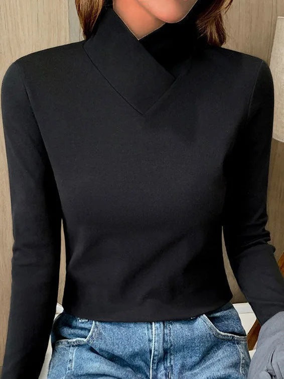 Women's slim-fit roll neck long sleeve top