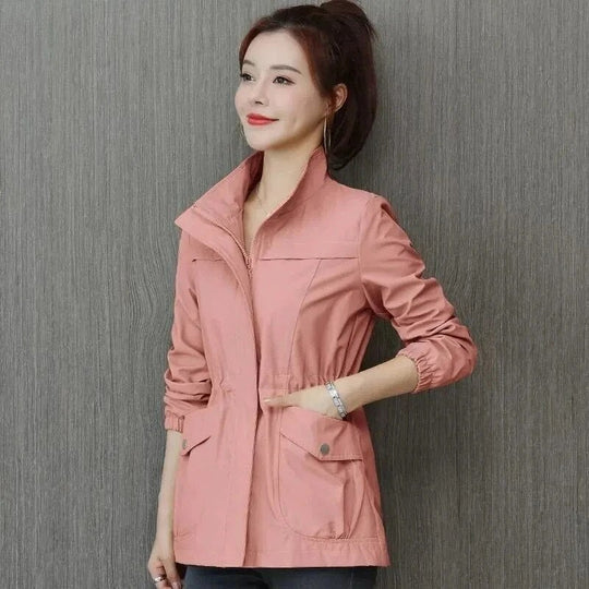 Women's belted waterproof trench coat